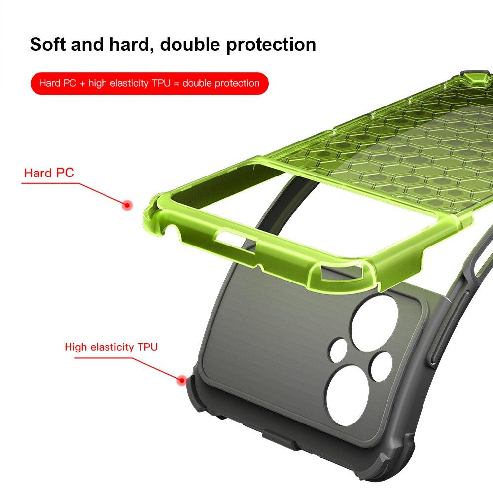 KEYSION Shockproof Armor Case for Xiaomi POCO M5 M5S Soft Silicone+PC Transparent Honeycomb Phone Back Cover for POCO M4 5G