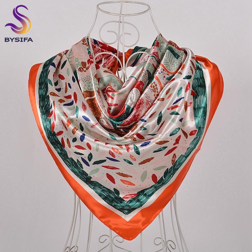 [BYSIFA] Hijab Scarf New Black Women Silk Square Scarf Shawl Luxury Brand Winter Scarves Kerchief Spring Female Fall Head Scarfs