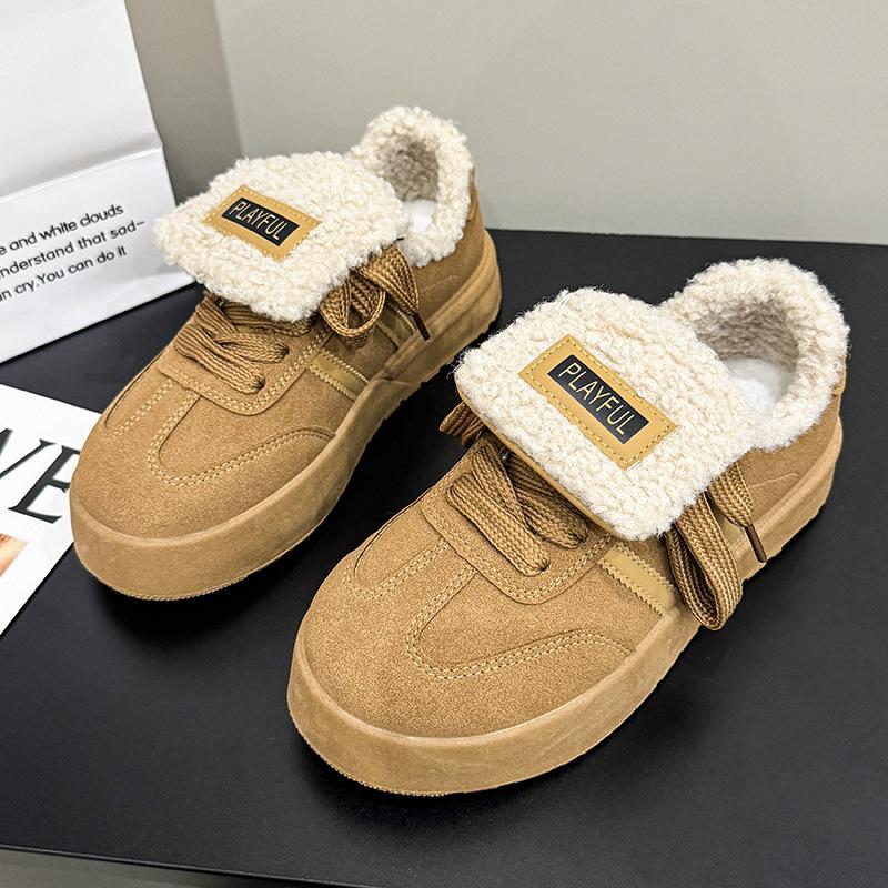 

Maillard Dexun velvet thick baseplate shoes women s winter new niche warm low-top versatile sports cotton shoes 40