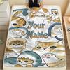 1PC Cat Donut Duo Custom Name Patterned Flannel Blanket Suitable For All Seasons For Home Decor Warmth And Comfort Gifts Holiday Present
