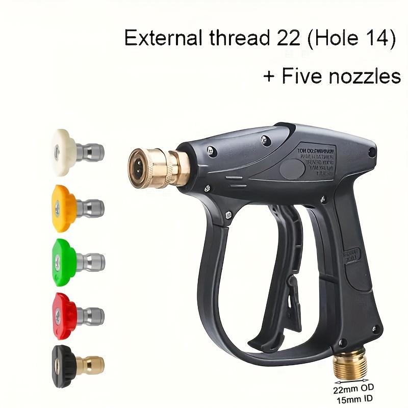 High Pressure Car Wash Gun, 4350PSI, M22-14/M22-15 Threads, 1/4" Quick Connect, 5 Nozzles, Durable Plastic, Battery-Free, Light