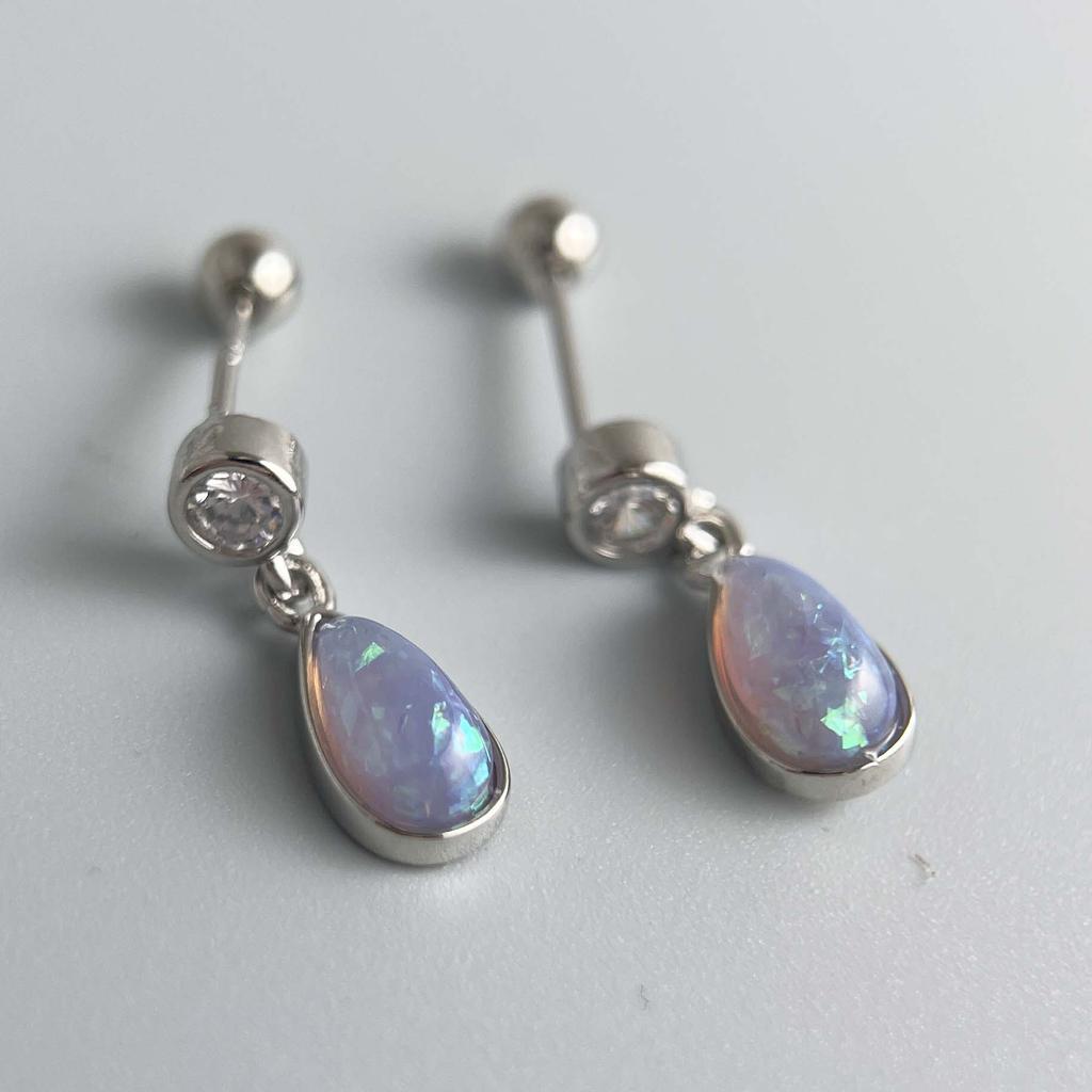925 Sterling Silver Earrings For Women Trendy Geometric Blue OVal Stone Earring Jewelry Prevent Allergy Party Gift Accessories