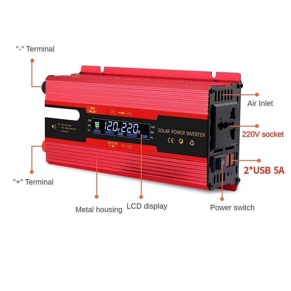 1000W/3000W/4000W/6000W High Power Universal USB Car Inverter 12v24v to 220V Household Power Converter Portable Sine Wave Inverter
