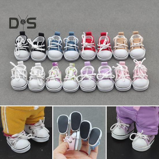 1 Pair Doll Shoes Mini Lace-Up Canvas Sneakers for 17cm Dolls Fingerboard Mini Finger Shoes Toy Accessory Realistic Design Creative Gift