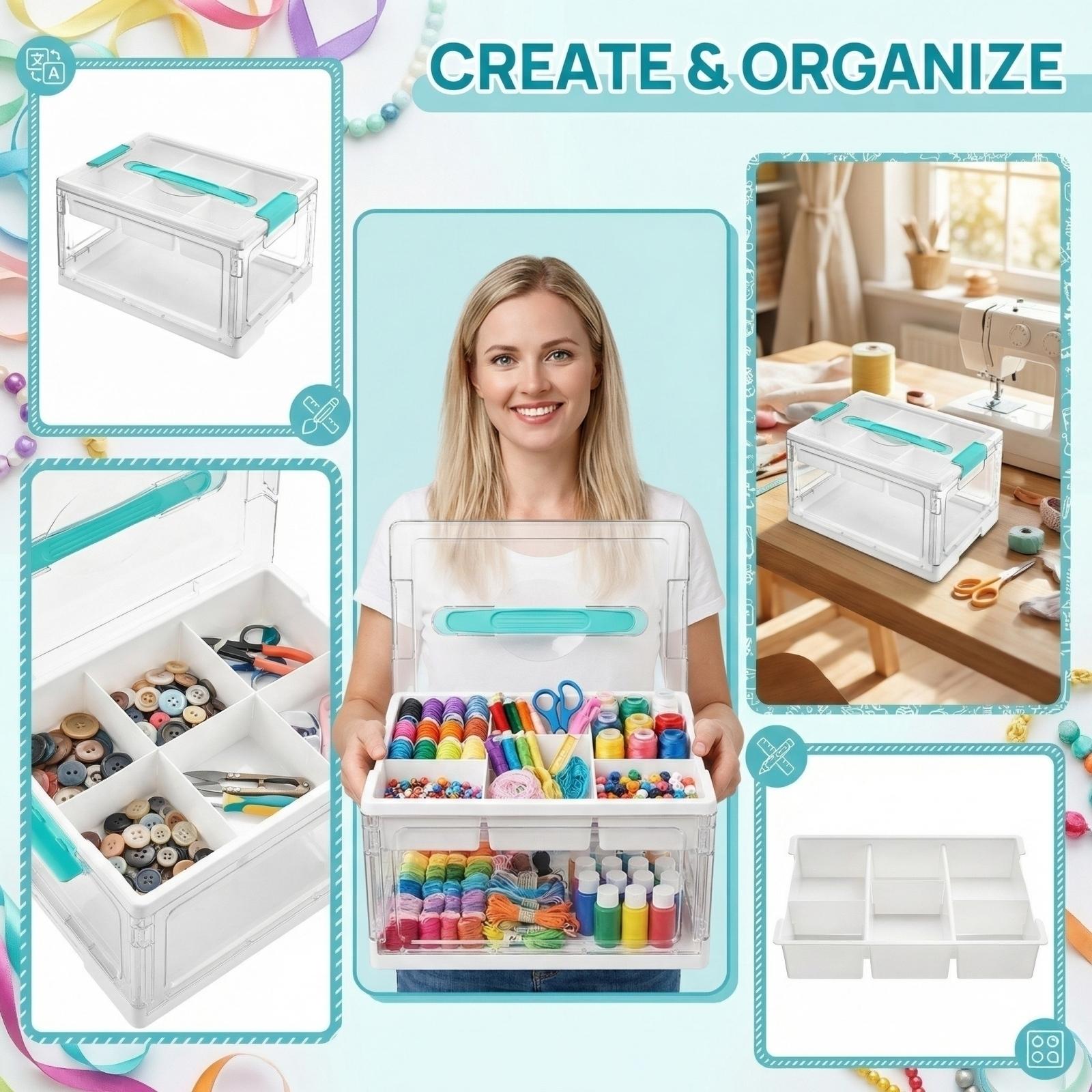 Clear Plastic Craft Organizers And Storage Box With Removable Trays And Dividers,Art Supply Organizers And Storage,Ideal Containers For Coloring One Size белый
