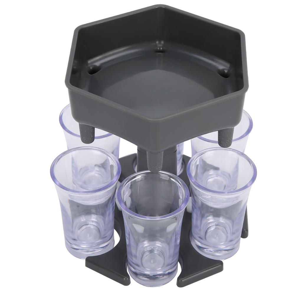 Liquid Dispenser Holder 6 Shots Liquor Dispenser Rack Wine Beer Drinking Tool Bar Accessory(Gray Transparent Cup )