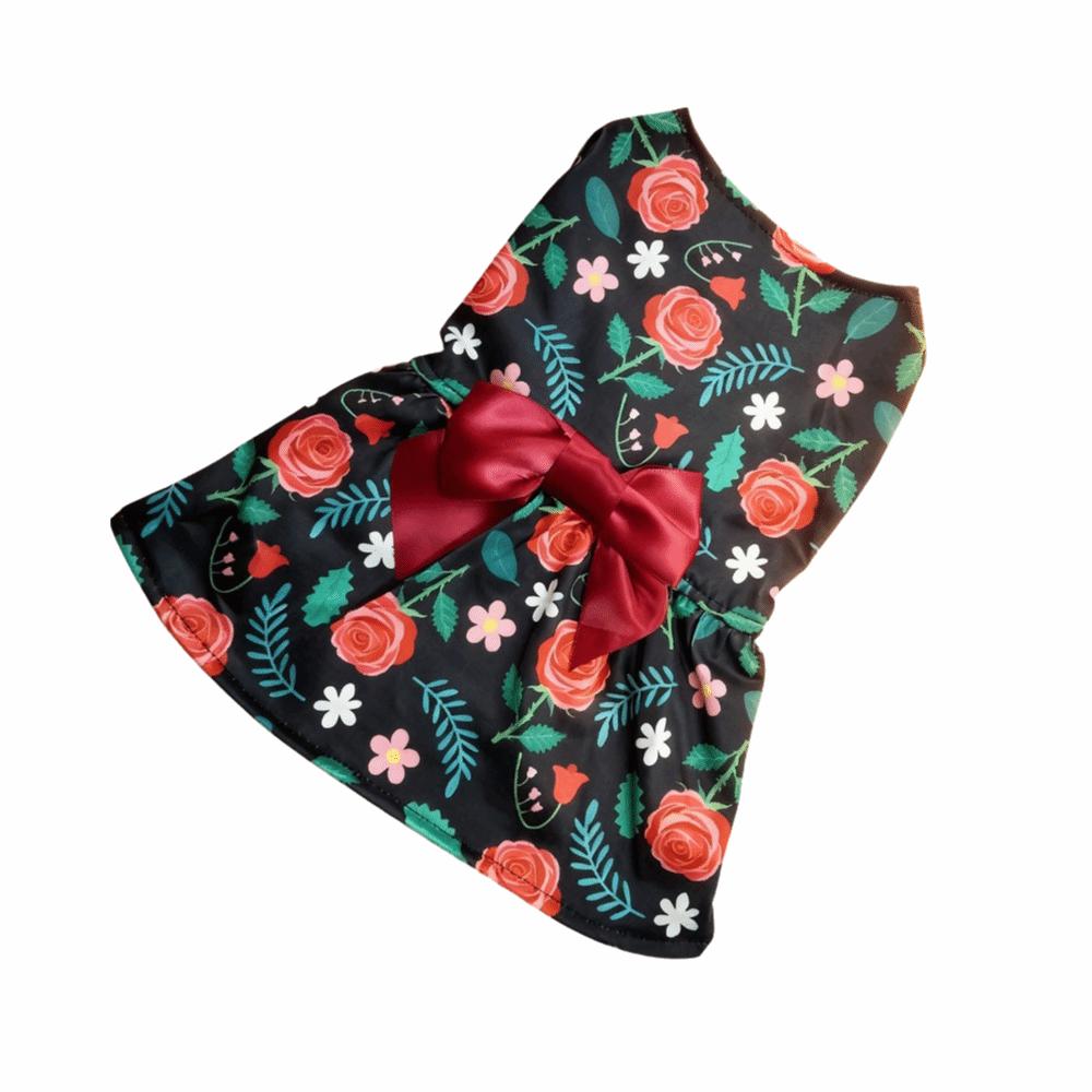 Pretty Puppy Princess Skirt Floral Printed Dog Sleeveless Dress Dress Up Accessories