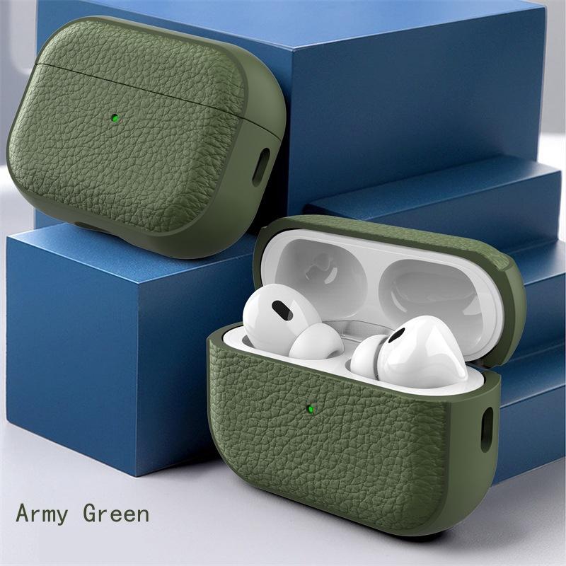Litchi Leather Case For AirPods 4 3 2 1 Business Earphones Cases For Apple AirPods Pro 1st 2nd Gen Cover Headset Shell With Hook