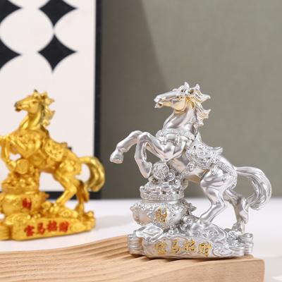 Resin Standing Horse Sculpture Zodiac Blessing Souvenir Feng Shui Horse Year Ornament for Home Room Office Decoration