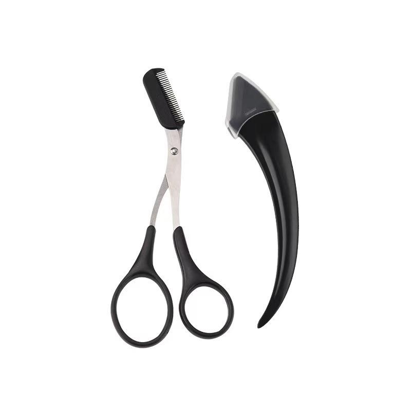 Eyebrow Grooming Kit With Comb Scissors And Fish Shaped Eyebrow Razor 2PCS чёрный