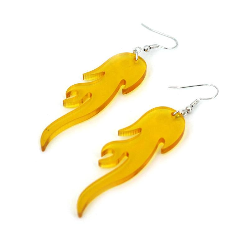 Acrylic Gold Flame Multi-color Dangle Earrings for Women