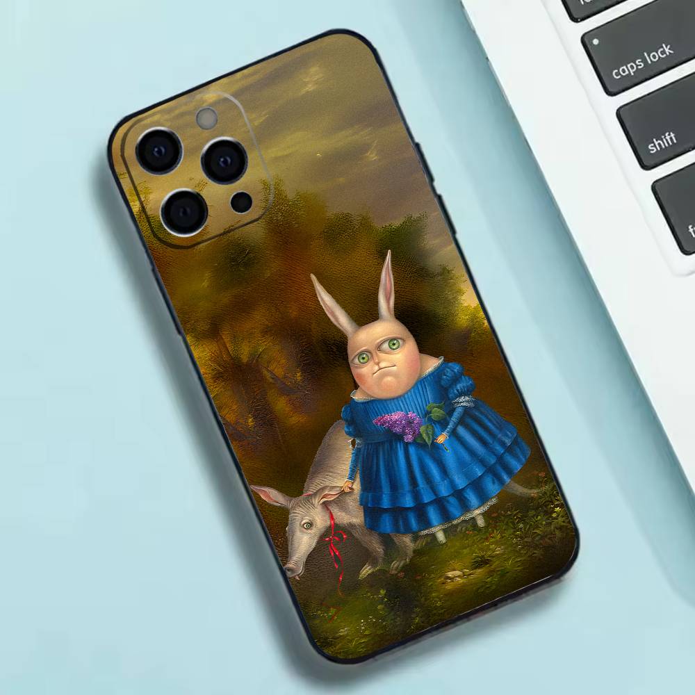 Vintage Rabbit Aristocrat Phone Case Silicone Soft For IPhone 17 16 15 14 13 12 11 X XR Plus Pro Max Plus