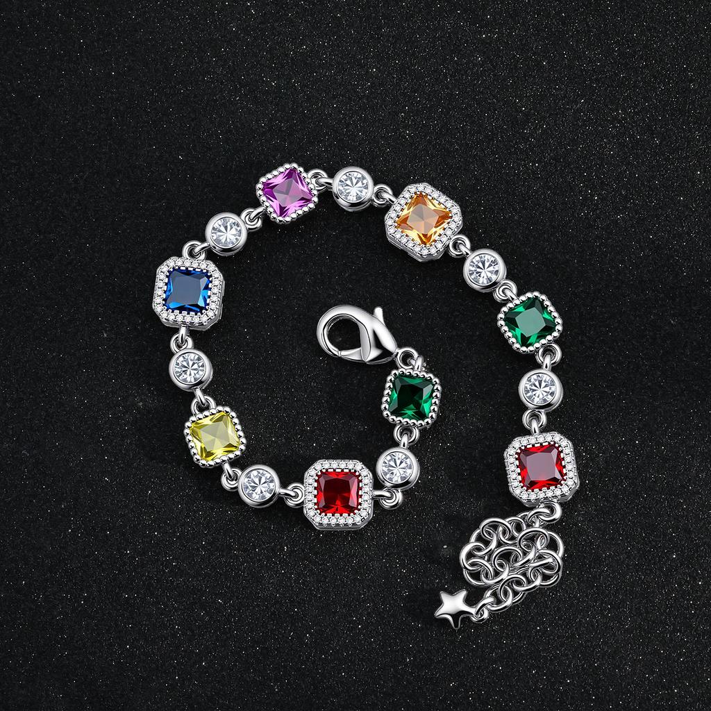 European and American Light Luxury Color Zircon Bracelet Women's Fashion Geometric Diamond-encrusted Dopamine Jewelry Trend Jewelry 2026