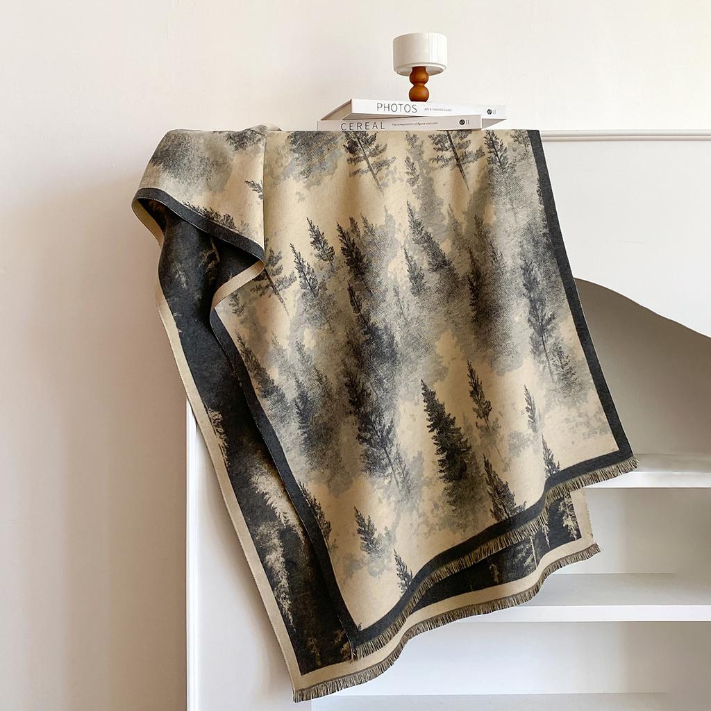 Retro Forest Imitation Cashmere Scarf Women's Chinese Style High Temperament Warm Versatile Shawl