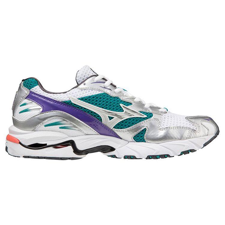 Mizuno Wave Rider 10 White Silver Teal Blue Unisex Sneakers D1GA210407