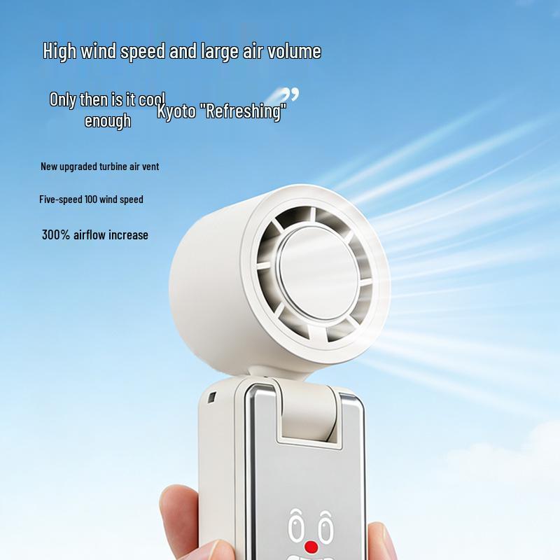 Turbo High-Speed USB Rechargeable Handheld Fan with 100-Speed Digital Display for Outdoor Cooling
