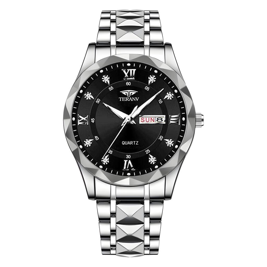CQ429 Lässige Herrenuhr Kalender rautenförmig leuchtend wasserdicht einfache Quarzuhr Geschäftsuhr Geschenkuhren für Männer