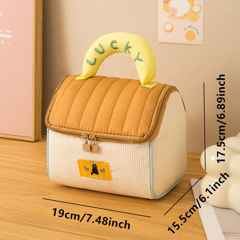 

Cute Cartoon Small House Women Tote Makeup Bag Large Capacity Cosmetic Toiletry Storage Pouch Portable Kawaii Girls Zipper Bag коричневый