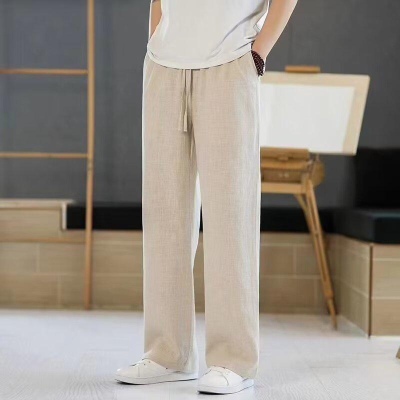 Men's Black Loose-Fit Straight-Leg Wide-Leg Suit Pants for Spring & Autumn 2024