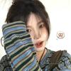Koreanisches Gestreiftes Vintage Langarm Damen Sweatshirt - Herbst Lässig Rundhals Lockerer Pullover