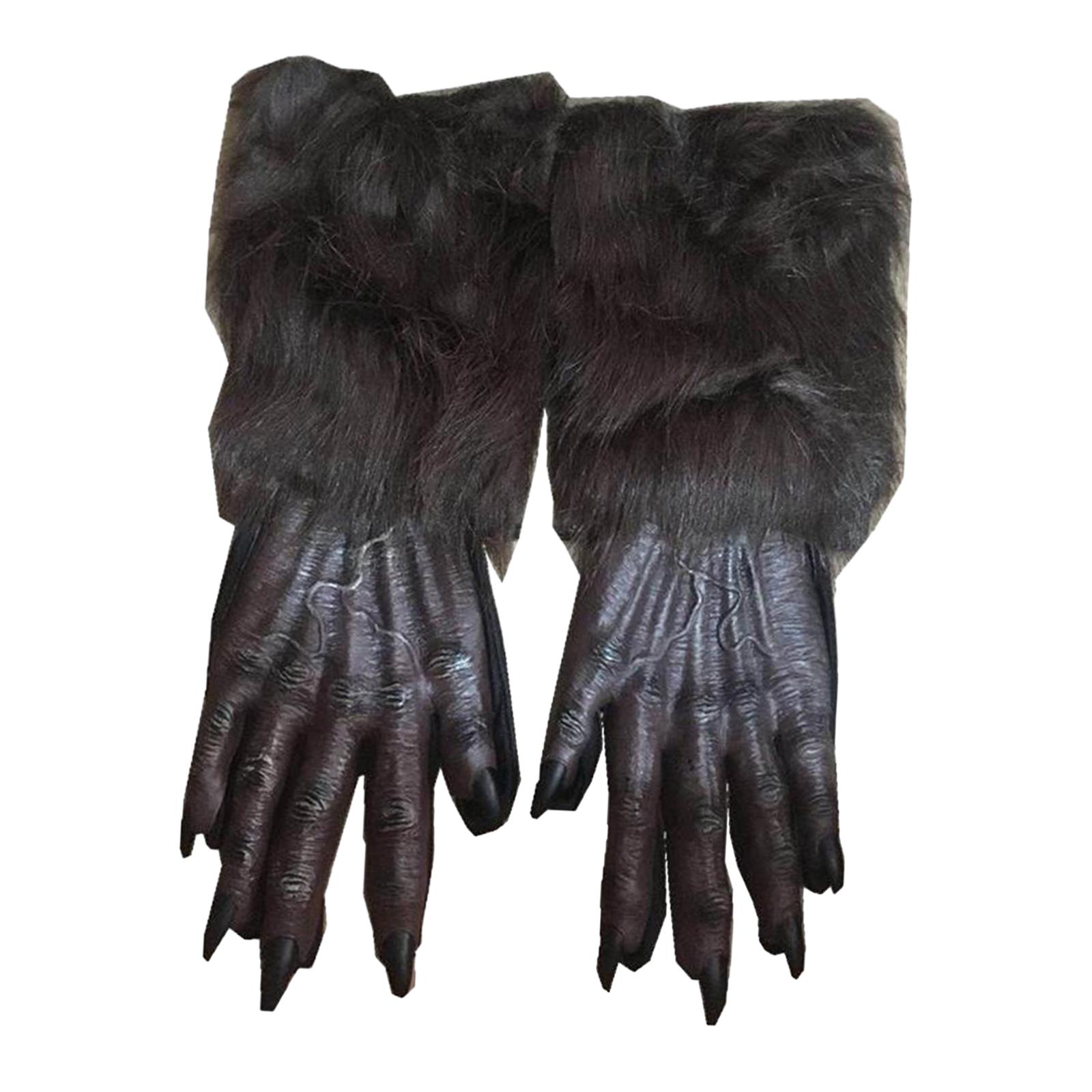 

Halloween Werewolf Gloves Comfortable Women Men Clubs Bar Themed Party Haunted House Decoration Fancy Dress Photo Props Cosplay коричневий
