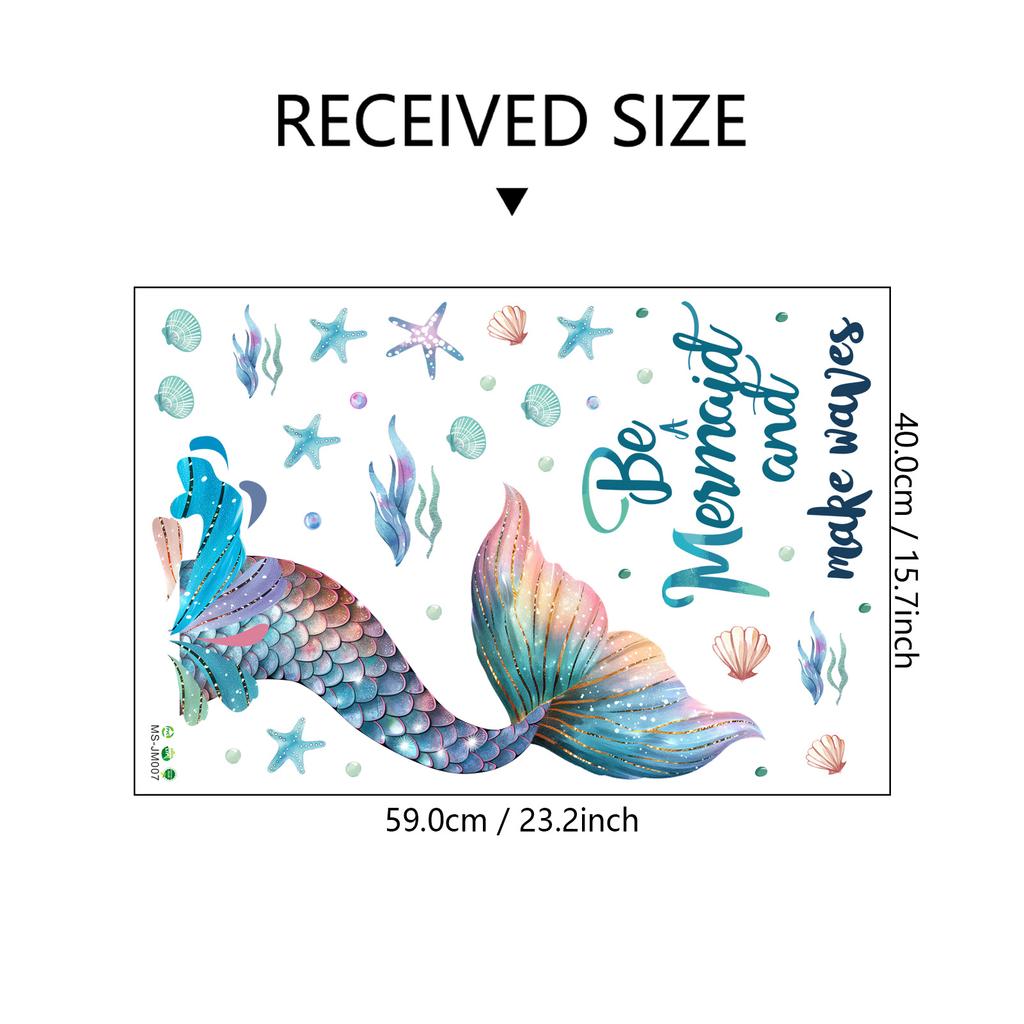 Tegneserie Havfrue veggklistremerker for soverommet Bakgrunn Barnerom Stue dekorasjon