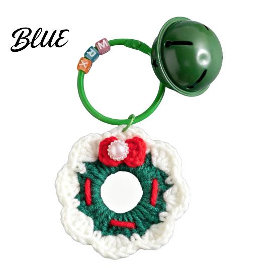 Crochet Christmas Keychain Knitted Bag Tree Hat Bell Handmade Yarn with Glove Wreath Charm Key