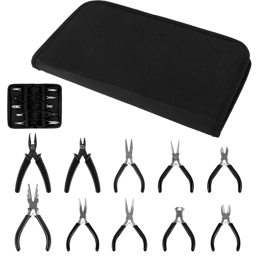 10Pcs Jewelry Pliers Set Carbon Steel Jewelry Making Kit Professional Jewelry Pliers Includes End Nipper Round Nose Pliers Nylon