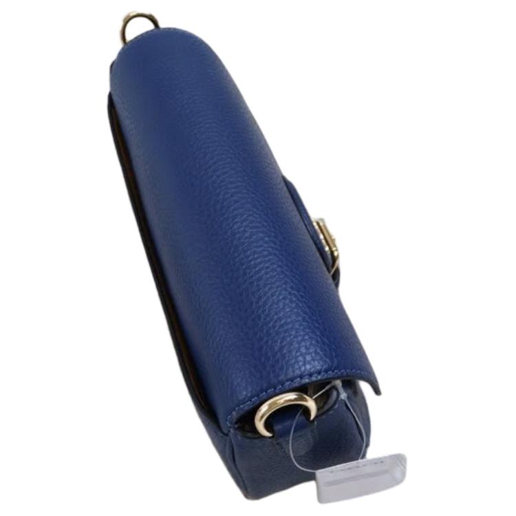 Coach Amelia 23 Gold Accessories Pebble Leather Saddle Bag Women Shoulder Bag Blue CP107-IMSMU