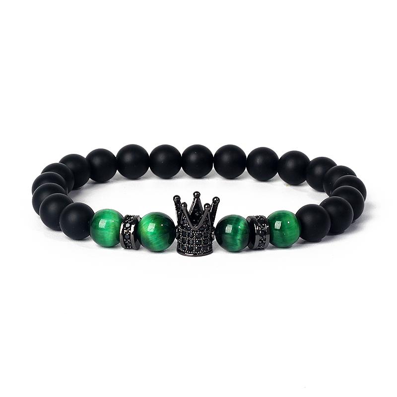 Fashion Crown Skull Punk Bracelets Men Wolf Head Zircon Tiger Eye Bracelets for Women Energy Nature Stone Soul Jewelry Pulsera