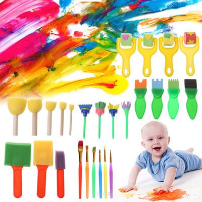 Flower Pattern Brush for Kids Toddlers Early Learning 47Pcs Kids Sponge Painting Brushes Kits,Washable Foam Painting Brushes Art Crafts Brush