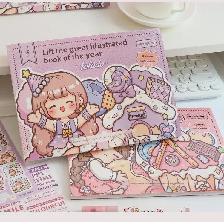 Tirado Roztomilý Ilustrační Zápisník se Samolepkami a Vzory Ozdobného Papíru