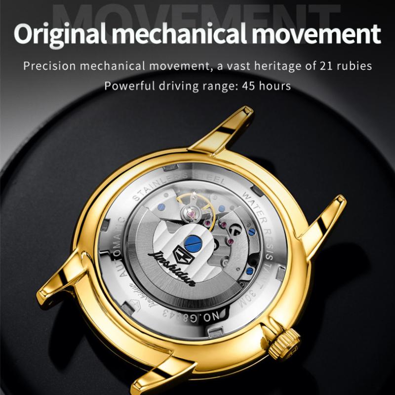 JINSHIDUN New Business and Leisure Men's Watch Mechanical Watch Diamond Double Calendar High-end Watch