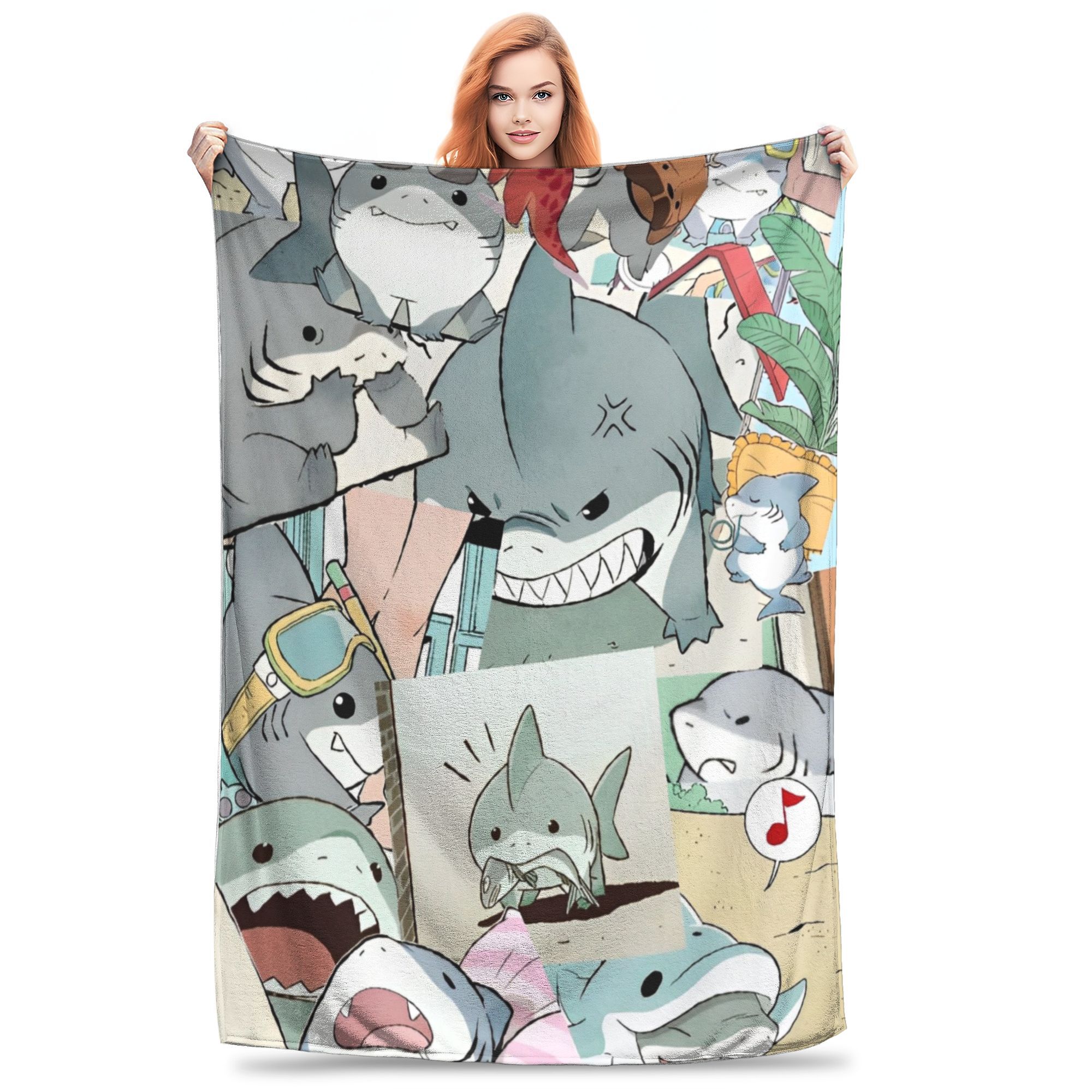 Marvel-Rivals Джефф Земляная акула Одеяла PVP Видеоигра Фланель Потрясающее Дышащее Плед Покрывало Текстильный Декор Автомобиль 30x40in