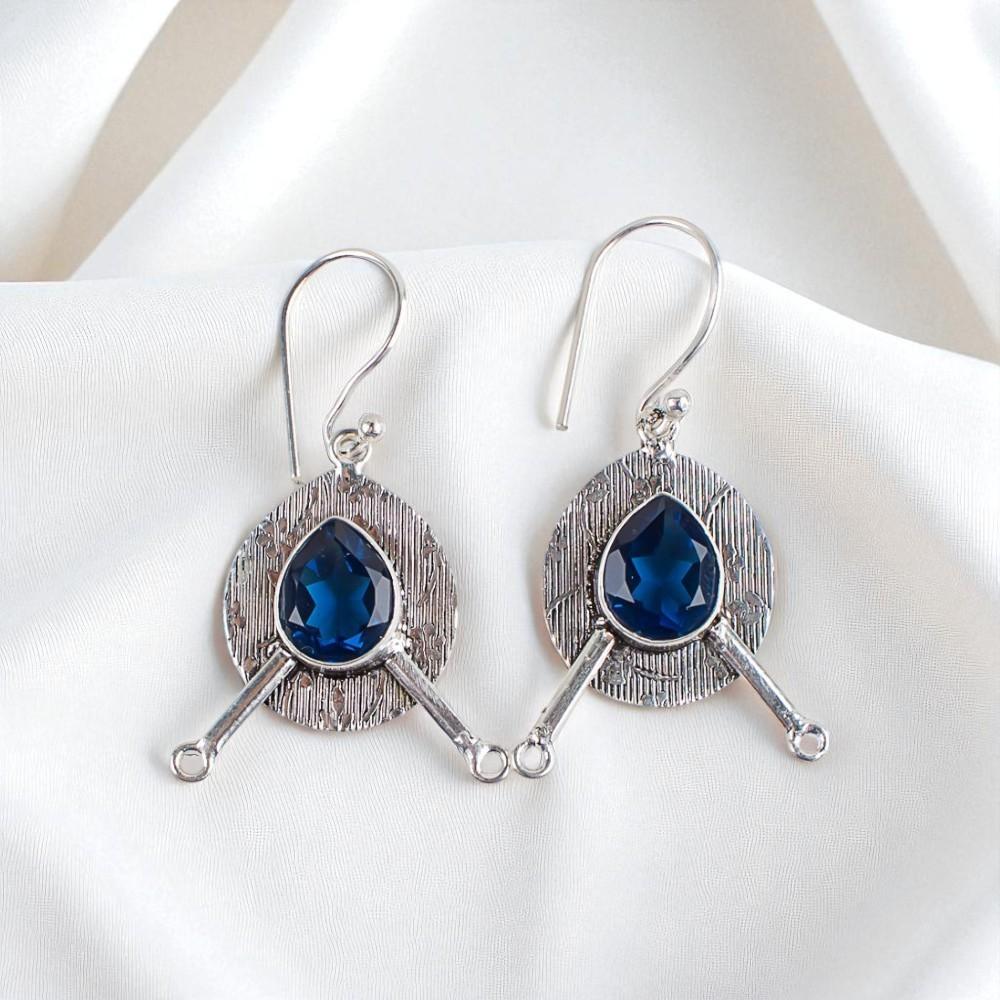 

London Blue Topaz Gemstone 925 Sterling Silver Jewelry Handmade Earrings 1.86 EE-78-15