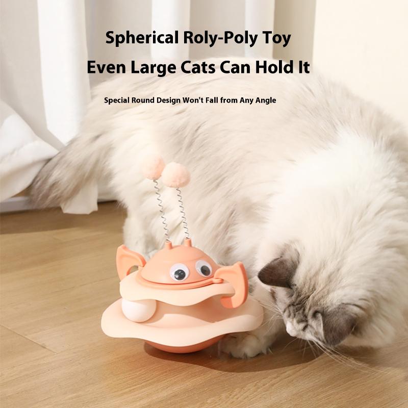 3-stöckiger Katzenspielturm Drehteller Rollkugelspielzeug Interaktives Intelligenz-Trainingsbahn Puzzle Lustige Spiele Zubehör
