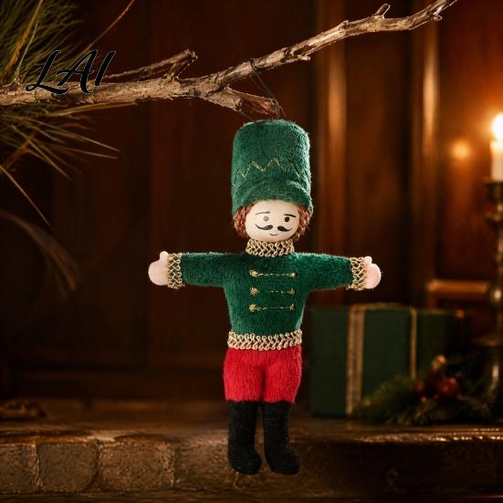 Christmas Tree Ornament Nutcracker Fabric Ornament Handmade Stuffed Soldier Decoration Pendant Xmas Hanging Decor Pendant Party Supplies Retro