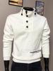 Men's Trendy Slim-Fit Stand-Up Collar Patchwork Hoodie - Versatile Autumn/Winter Casual Pullover