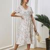 Summer Vacation Floral Print V Neck Loose Dress for Ladies