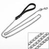Metal Chain Dog  With Leather Style Handle Strong Control Leash