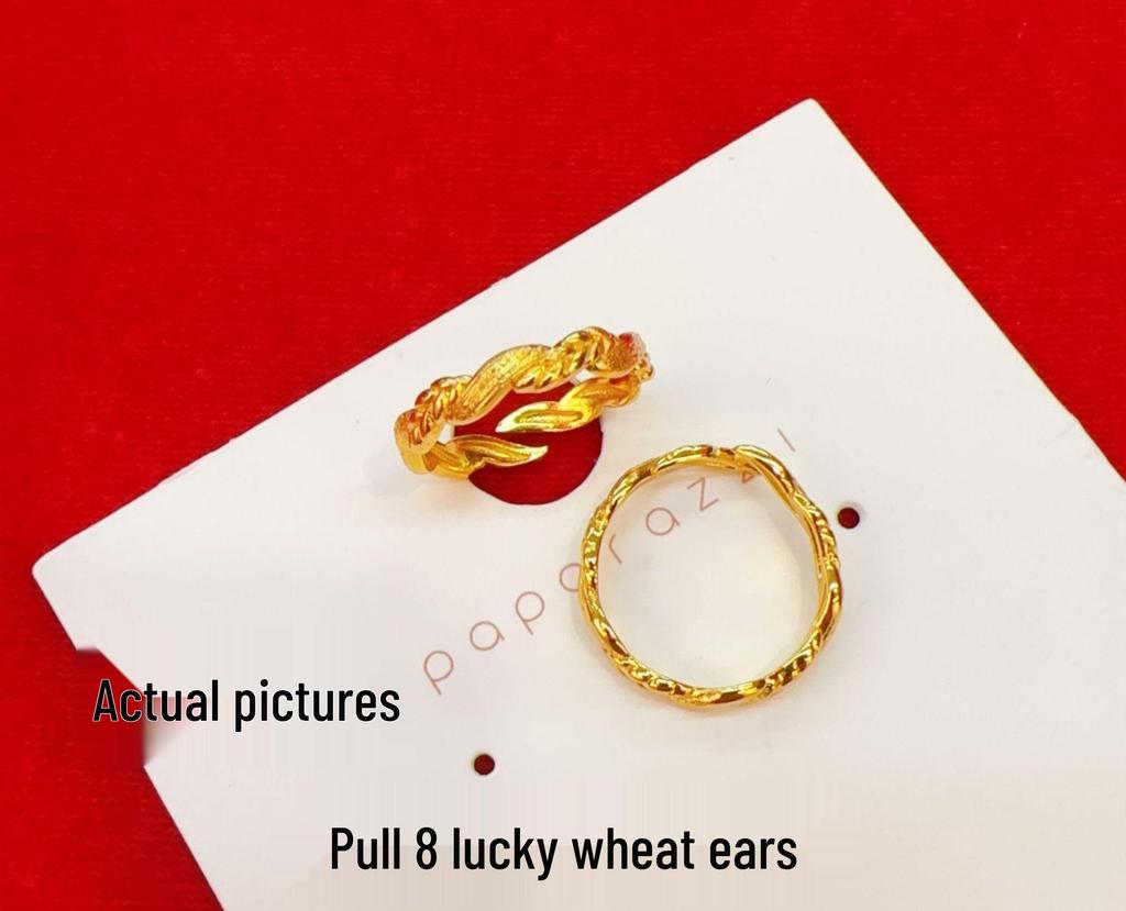 Golden Olive Branch Wheat Ear Open Ring - Light Luxury Fashion Gift