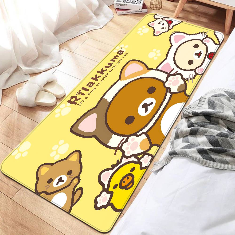 Kawaii Rilakkuma Bear Bathroom Mat Anti-slip Absorb Water Long Strip Cushion Bedroon Mat Welcome Doormat