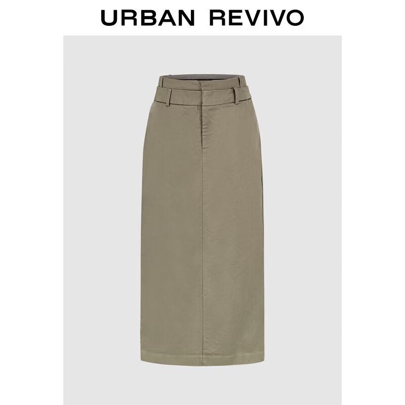 

UR 2025 Autumn Women s Retro Casual Double-Layer Waist Back Slit Skirt S