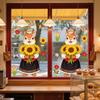 Spring Fox Window Clings Cartoon Fox Flowers Butterflies Glass Sticker Removable Cute Animal Window Decals for Home Office Shop Decor