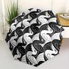 1pc Swans Abstract Automatic Open/close Folding Compact Umbrella, 8-Rib Sturdy Canopy, Lightweight Portable, Everyday Use, Gift, Outdoor Umbrella, Tra