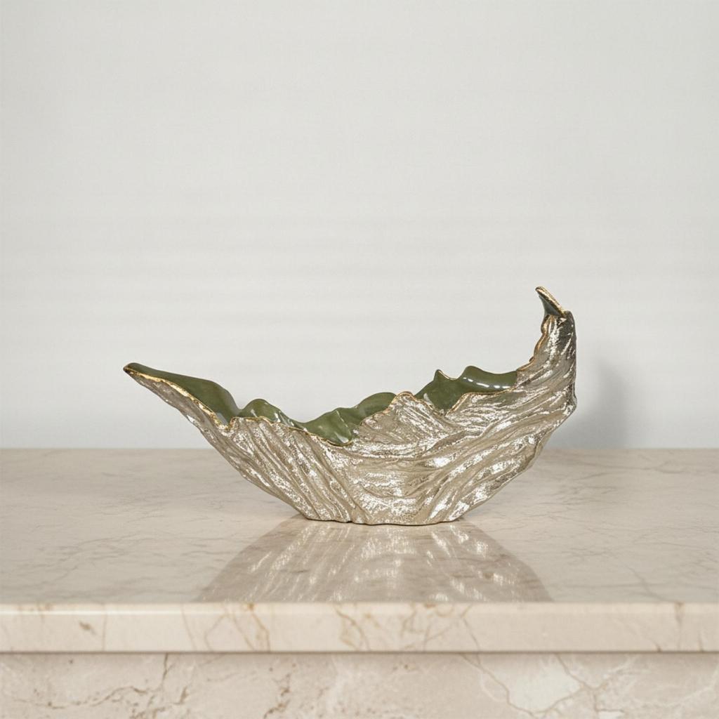 Sculptural Decorative Bowl with Enamel Finish Multifunctional Aluminum Fruit