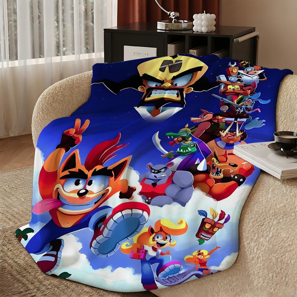 game C-Crash Bandicoot-T Throw Warm Soft Flannel Blanket, Multi-use for Sofa Bed Camping Travel Nap
