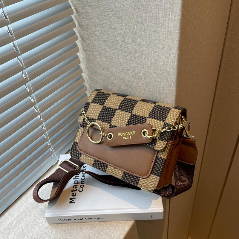 Универсальная осенне-зимняя высококлассная нишевая сумка-клатч с мелкой клеткой