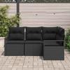 4 Piece Sofa Set Black Poly Rattan