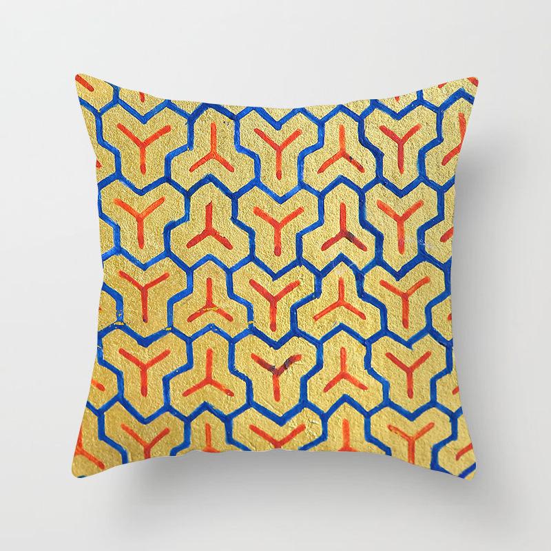 Sofa Pillow Cover, Cushion Cover, Nordic Home Textile Fabrics, Simple Golden Digital Printing
